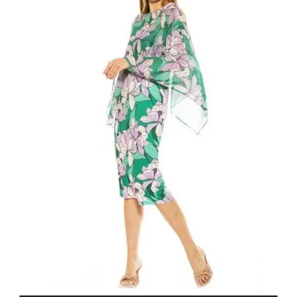 Alexa Amore Floral Dress w/Sheer Chiffon Top